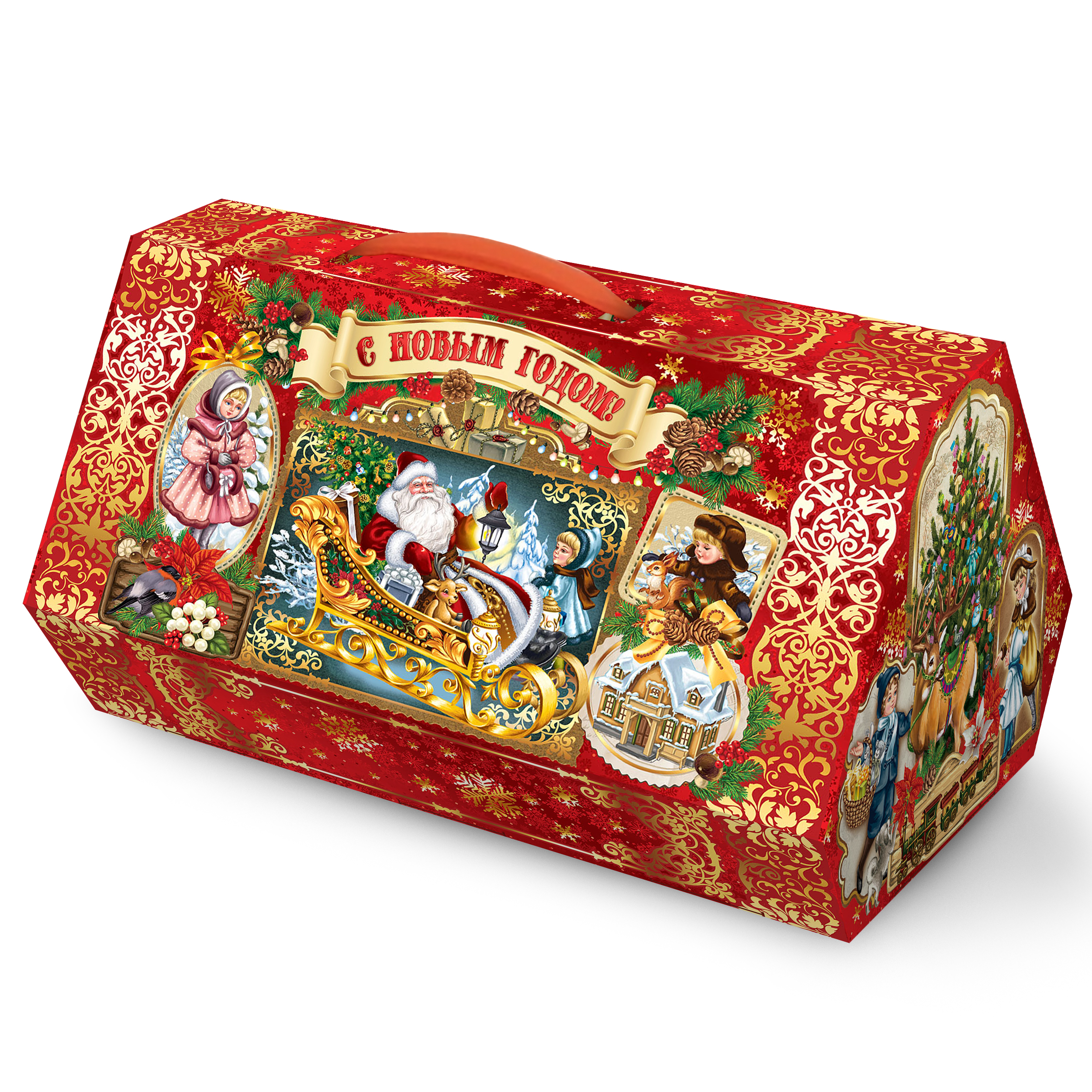 сладкий новогодний подарок Чемоданчик Новогодние картинки (фольга, тиснение)
